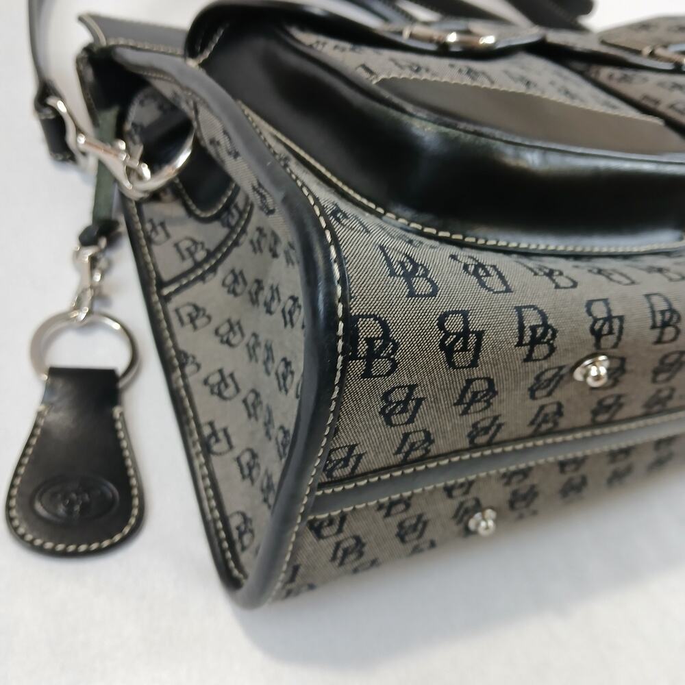 Dooney & Bourke Satchel Bag Womens Gray Black Signature Jacquard Leather EUC - Picture 3 of 15